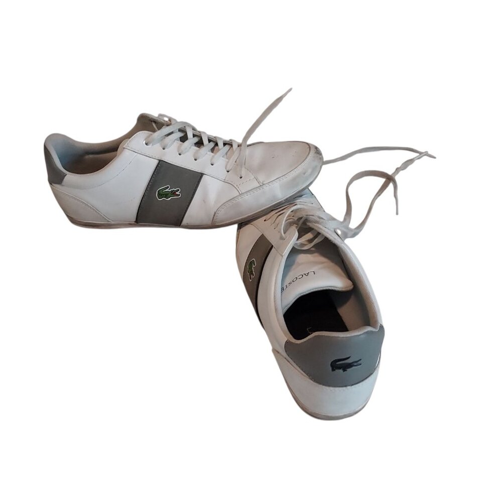 Lacoste Low cut White Gray Mens Casual Driving Tennis Shoes size 10 alligator